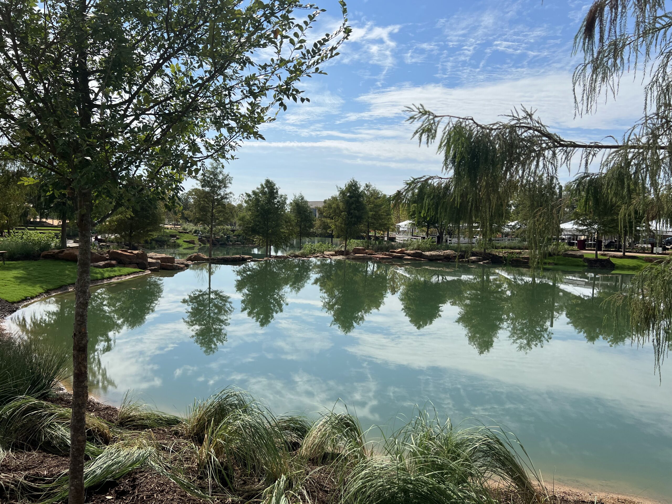 Completed Aggie Park pond landscape